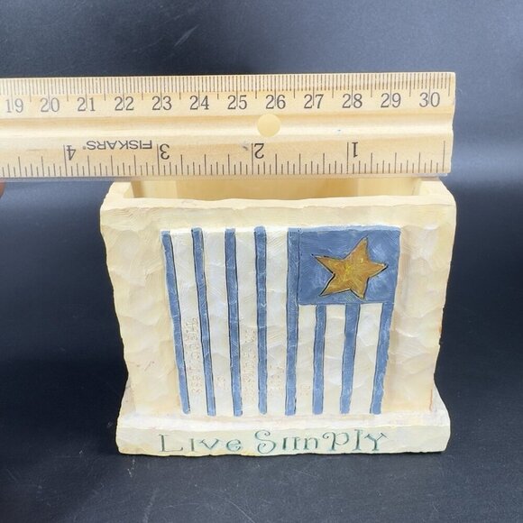 Lang Candles 1999 Square Votive Candle Holder Resin Live Well Cat Heart Raised - Picture 4 of 12